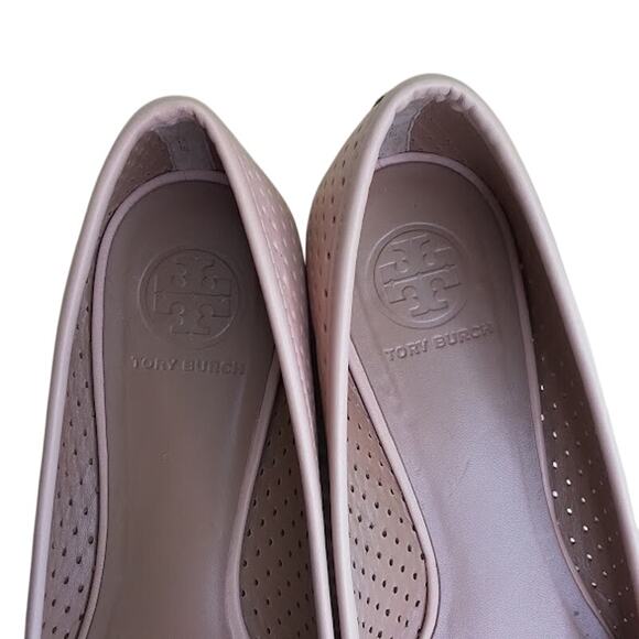 Tory Burch Chelsea Ballet Leather Flats Pink Gold Logo 9.5 New in Bag $300 MSRP - Picture 7 of 9